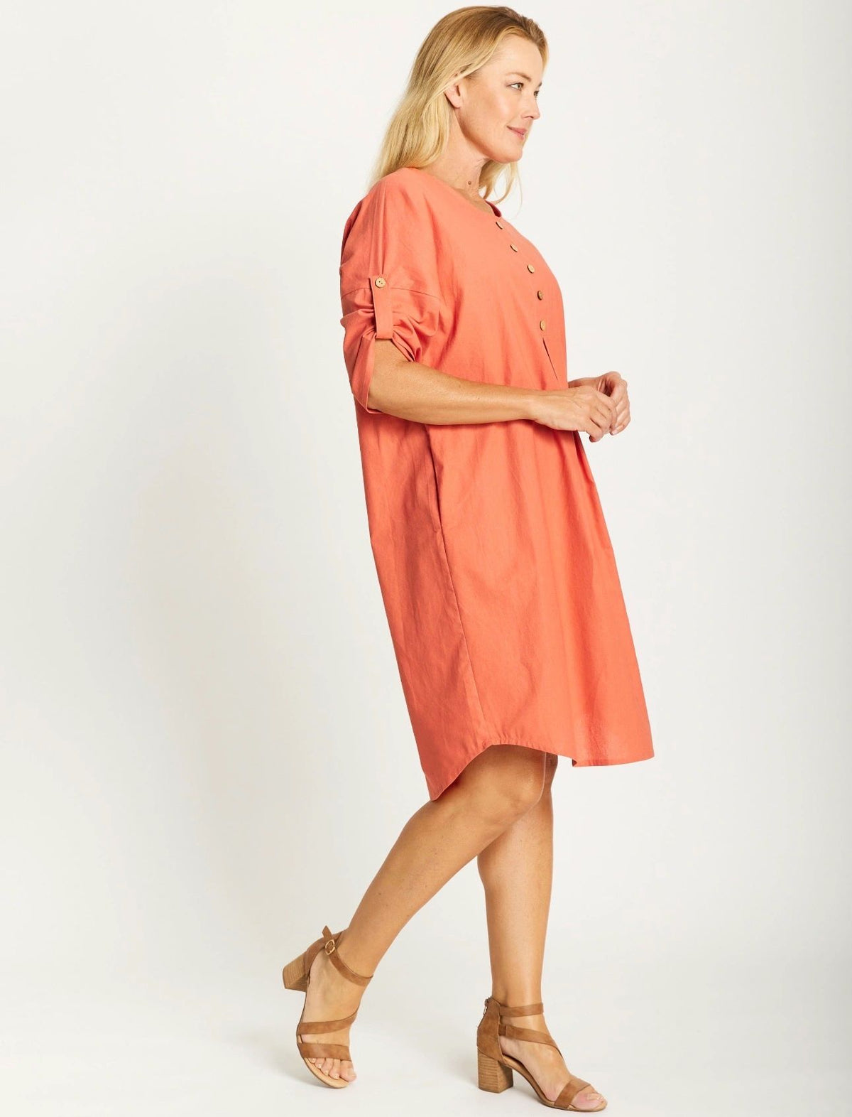 Invert Cotton Linen Blend Dress Asst Colours