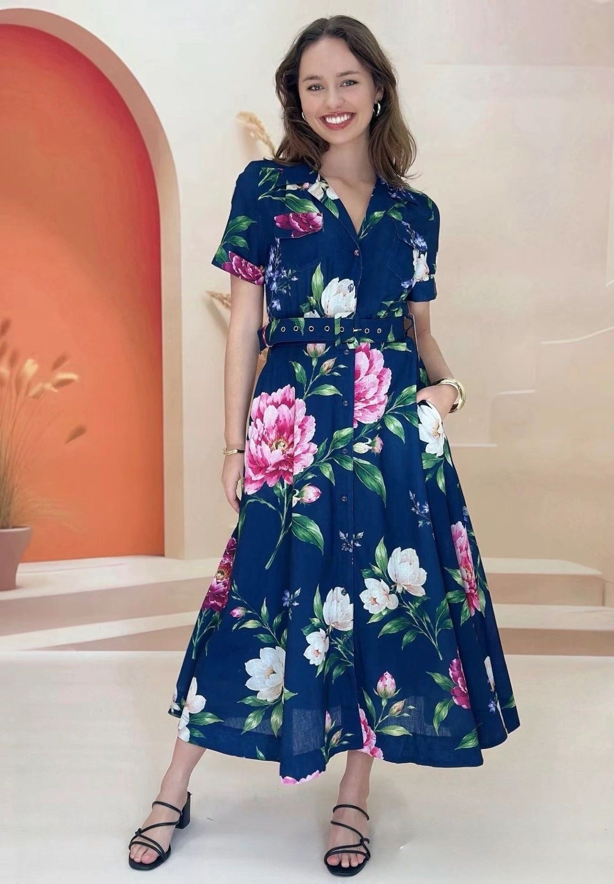 Melinda Navy Dress