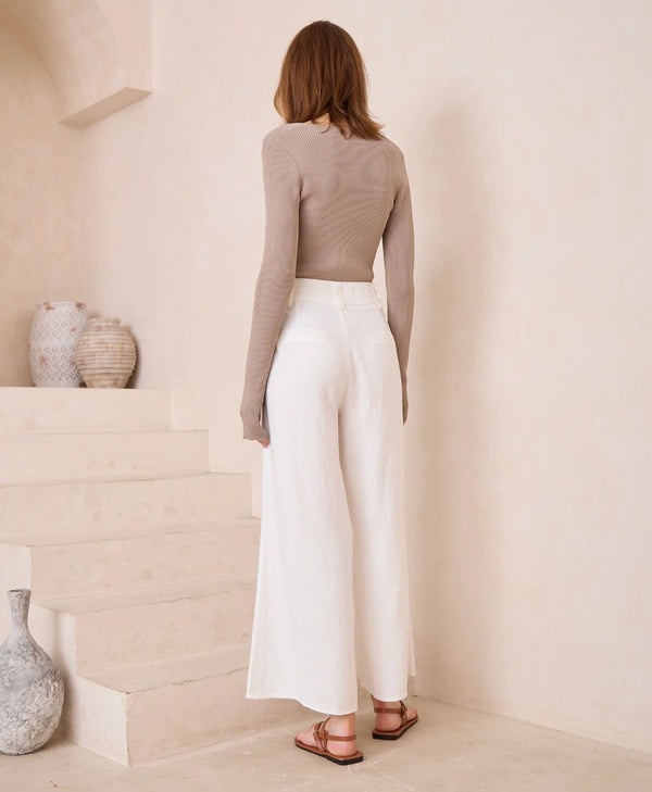 Winter White (Nearly Cream) Silk/Linen Pants