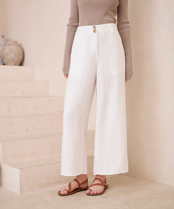 Winter White (Nearly Cream) Silk/Linen Pants