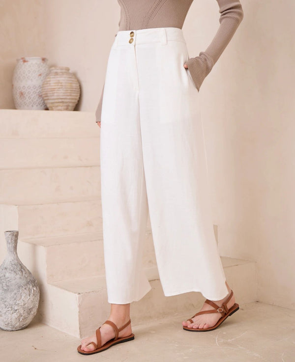 Winter White (Nearly Cream) Silk/Linen Pants