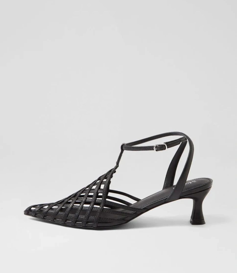 Mollini Glee Black Leather Pump Heels