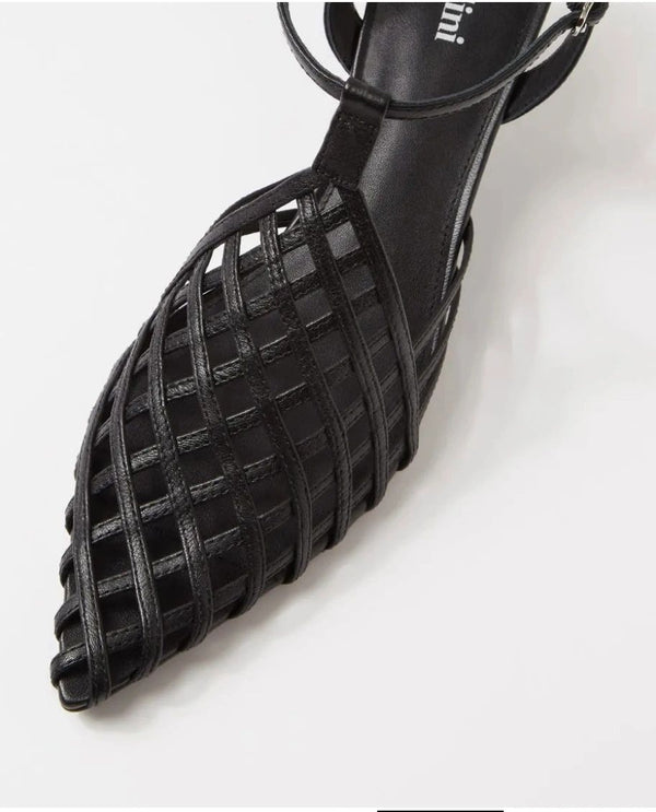 Mollini Glee Black Leather Pump Heels