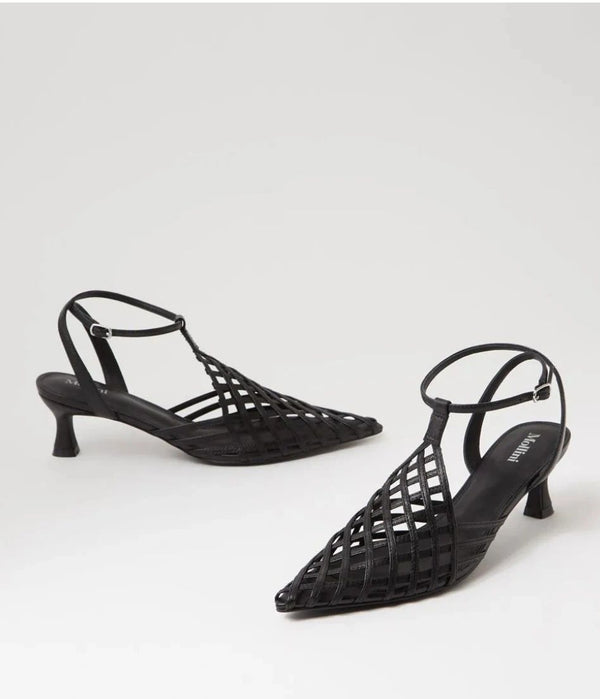 Mollini Glee Black Leather Pump Heels