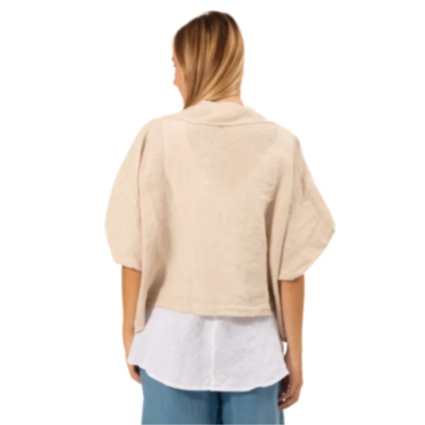 Vera May Beige Linen Cape Coat