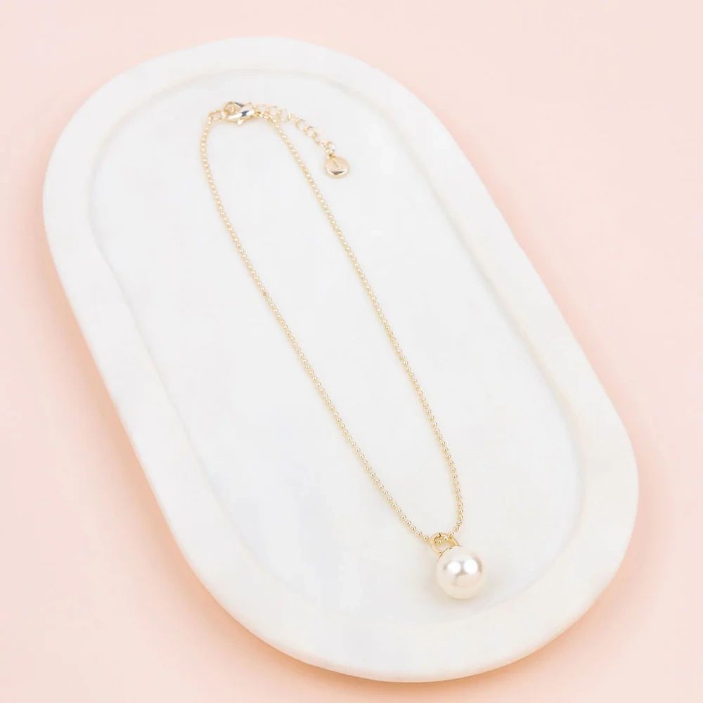 Short Single Drop Pearl Necklace Asst Colour
