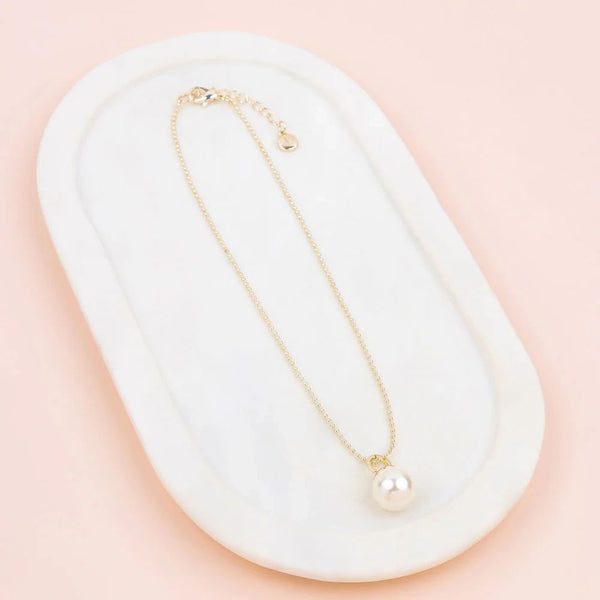 Short Single Drop Pearl Necklace Asst Colour