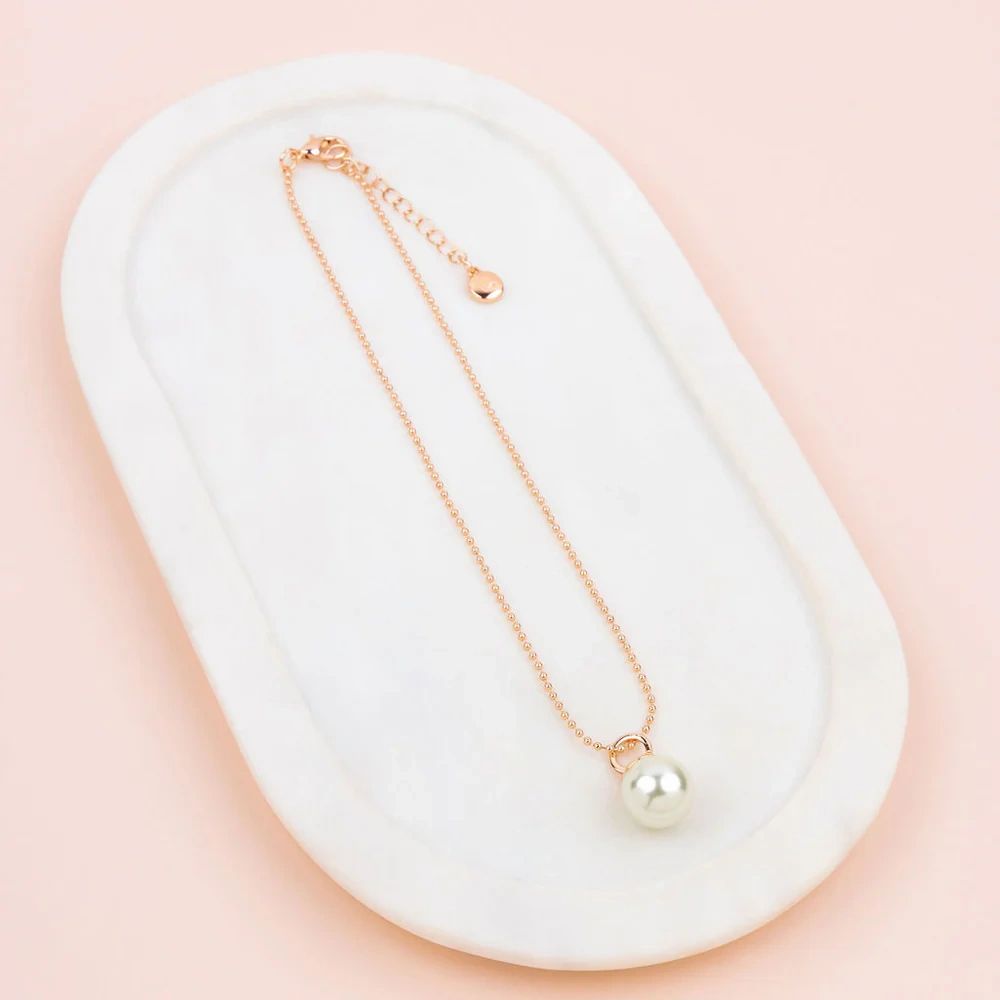 Short Single Drop Pearl Necklace Asst Colour