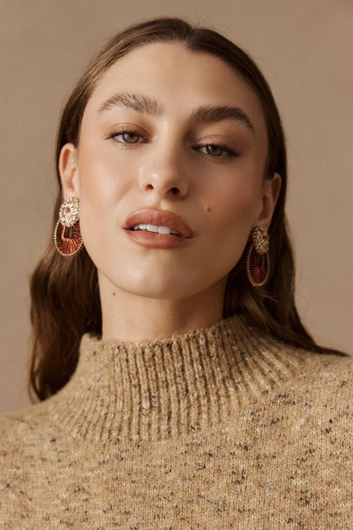 Berber Woven Earrings Gold Flora