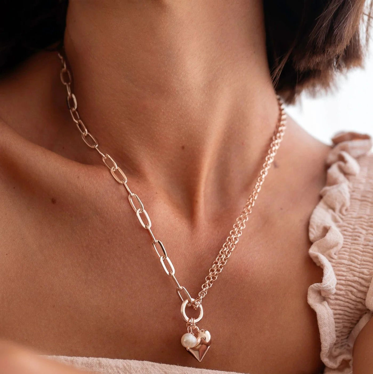 Short Rose Gold Heart Necklace