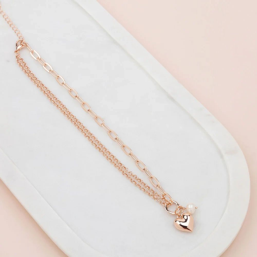 Short Rose Gold Heart Necklace