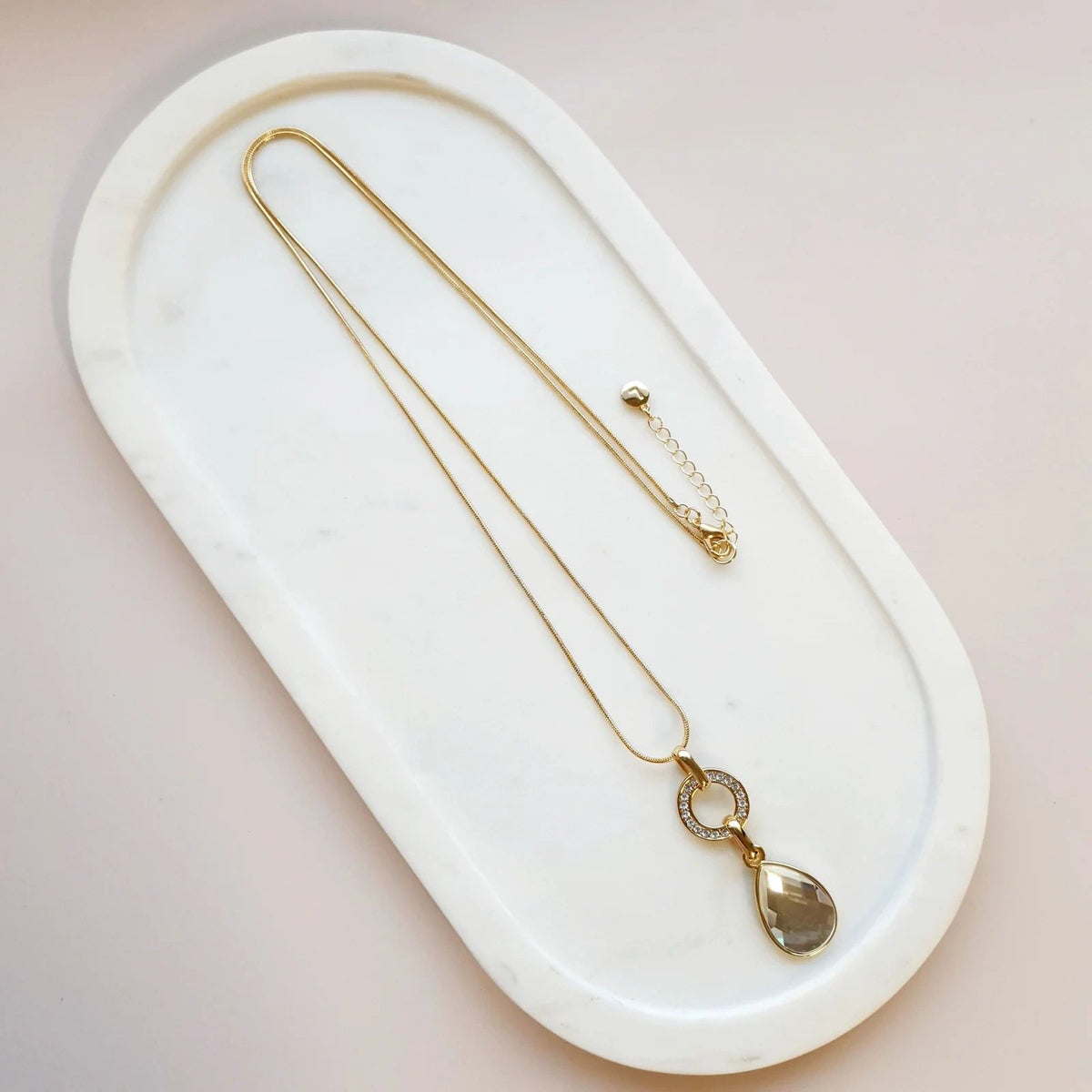 Long Clear Crystal Necklace Asst Colours