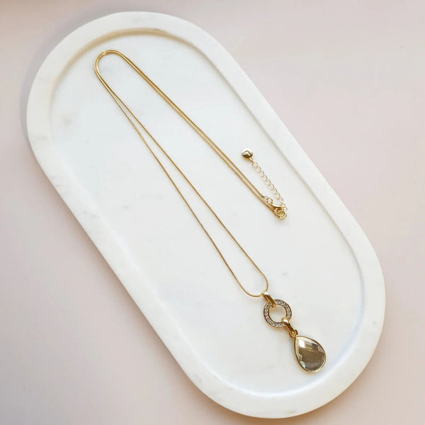 Long Clear Crystal Necklace Asst Colours