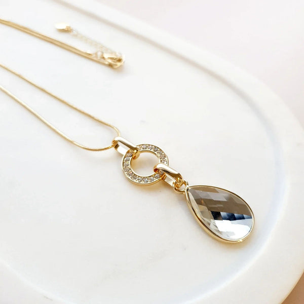 Long Clear Crystal Necklace Asst Colours