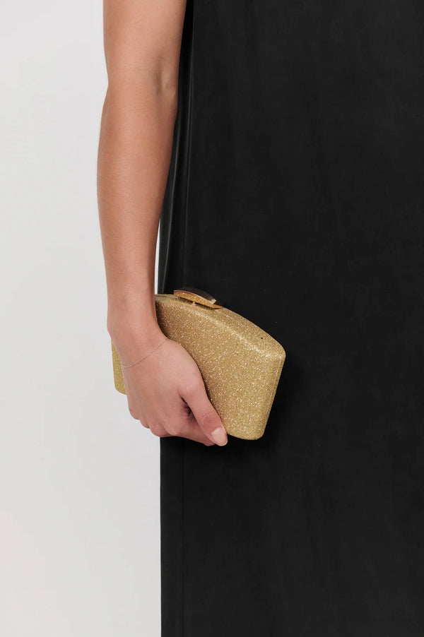 Valencia Glitter Curve Top Structured Clutch Asst Colours