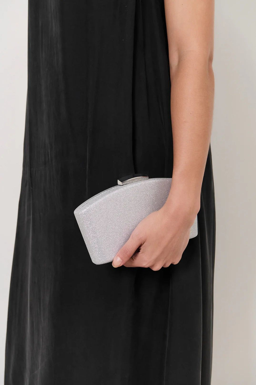 Valencia Glitter Curve Top Structured Clutch Asst Colours