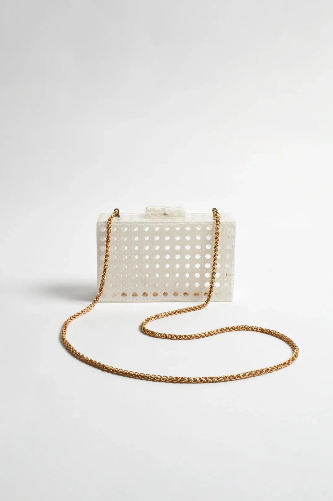Sadie Picnic Weave Clear Structured Clutch