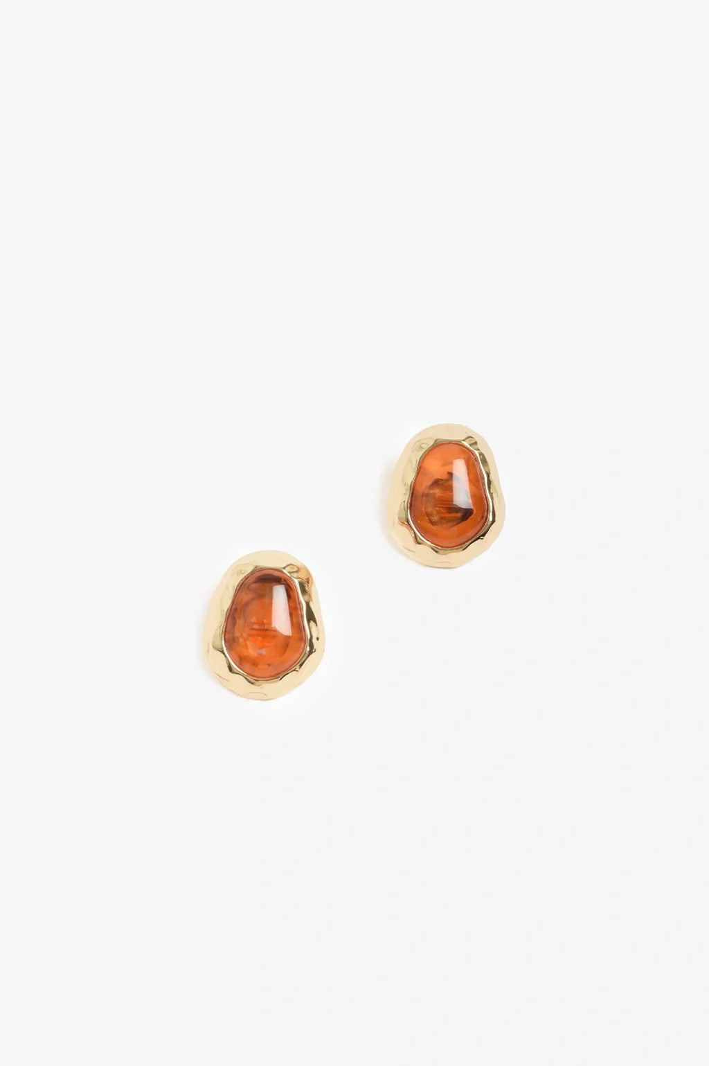 Metal Edged Resin Stud Earrings Terracotta