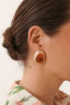 Metal Edged Resin Stud Earrings Terracotta