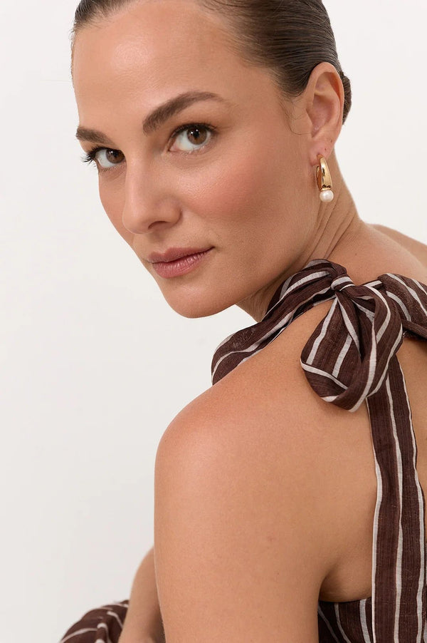 Pearl Drop Curved Front Earrings Asst Colours