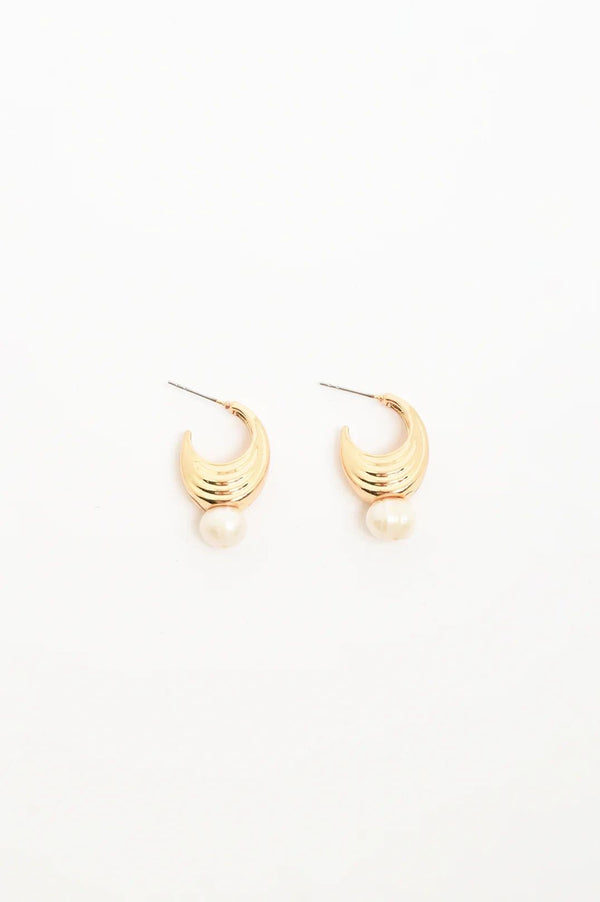 Pearl Drop Curved Front Earrings Asst Colours