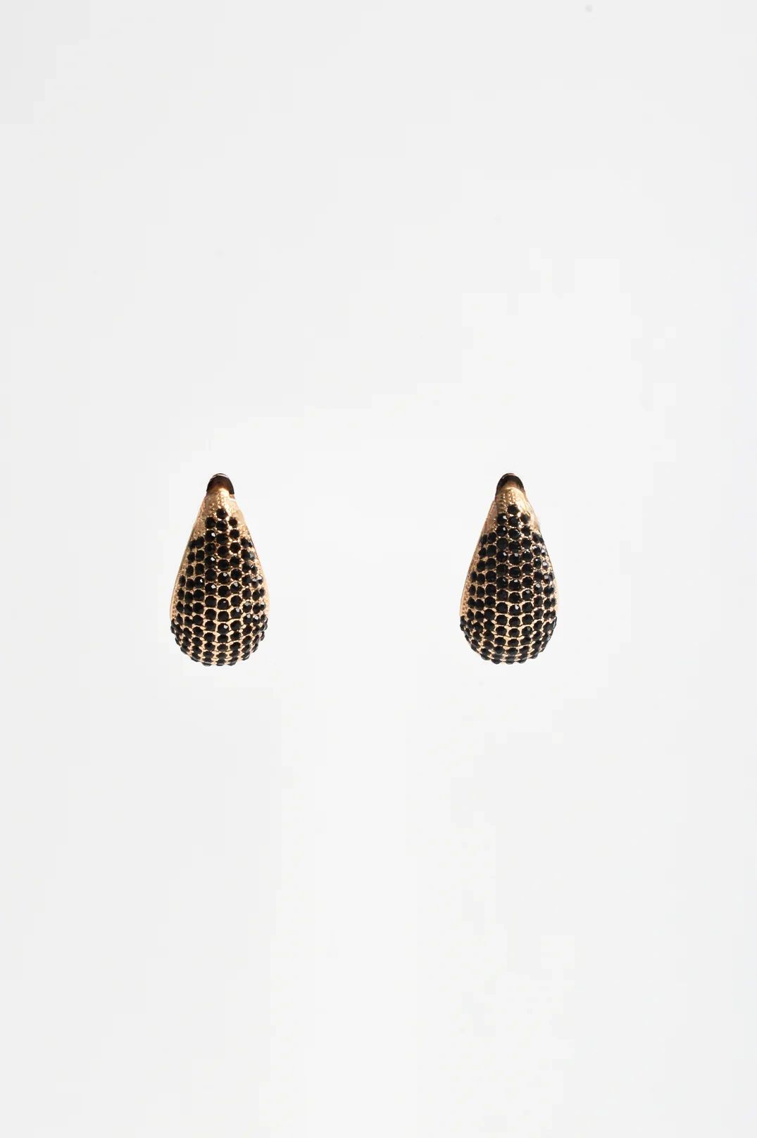 Cairo Diamante Teardrop Earrings Black
