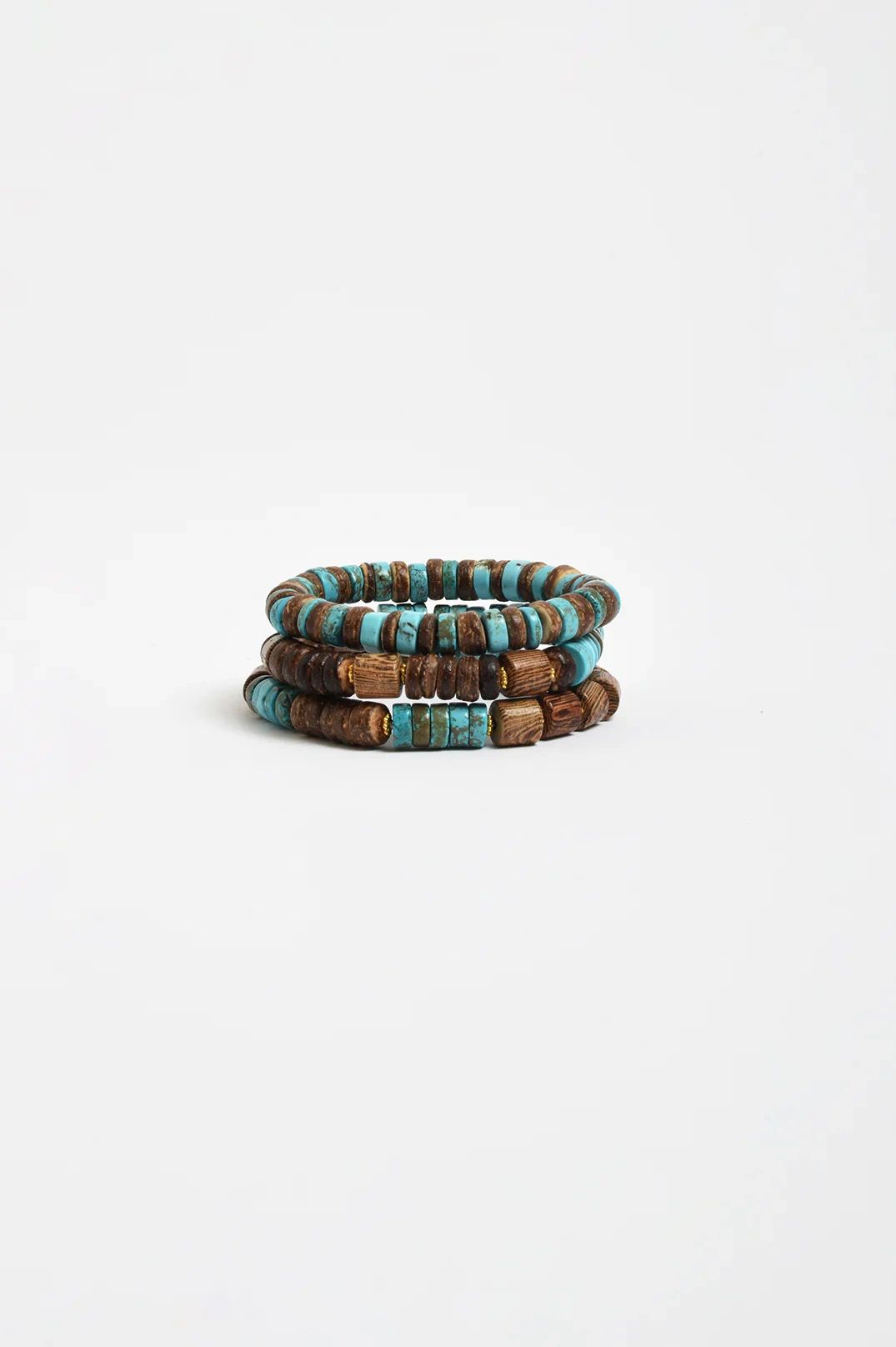 Trio Stone and Timber Stretch Bracelet Set