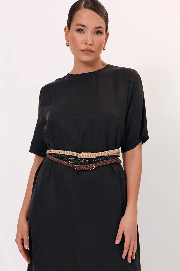 Plaited Thin Waist Belt Asst Colour