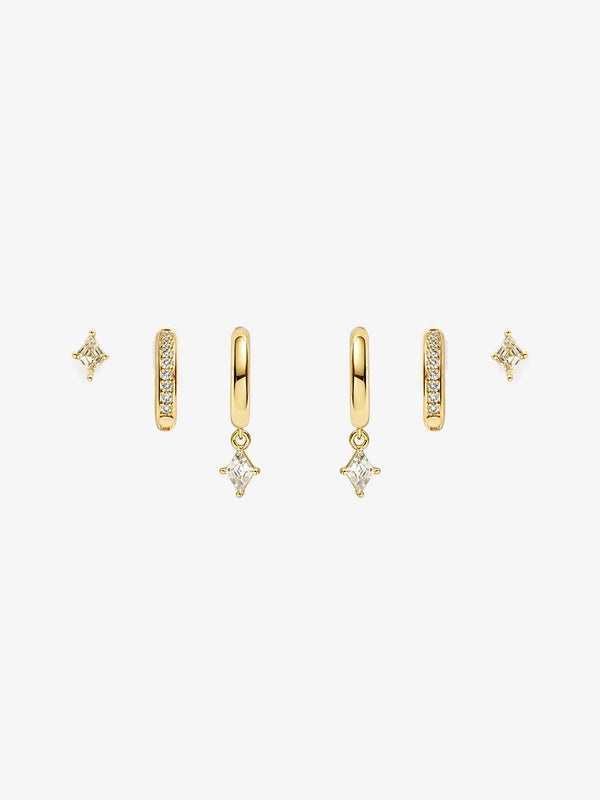 Amber Gold Stacker Earring Set