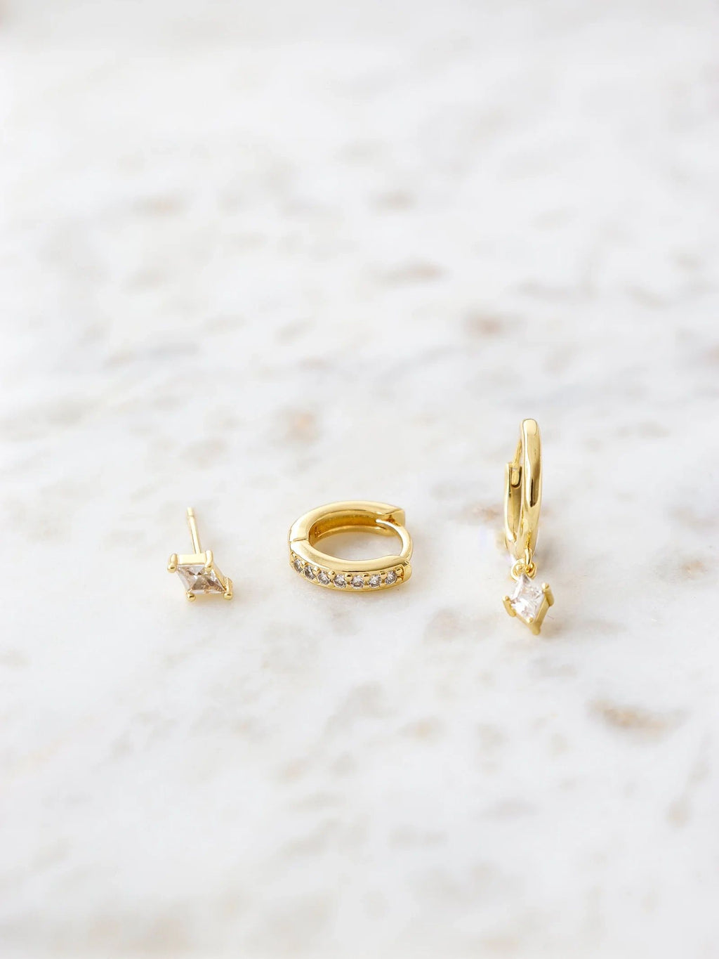 Amber Gold Stacker Earring Set