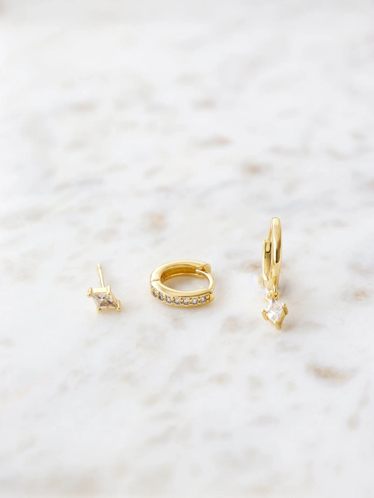 Amber Gold Stacker Earring Set