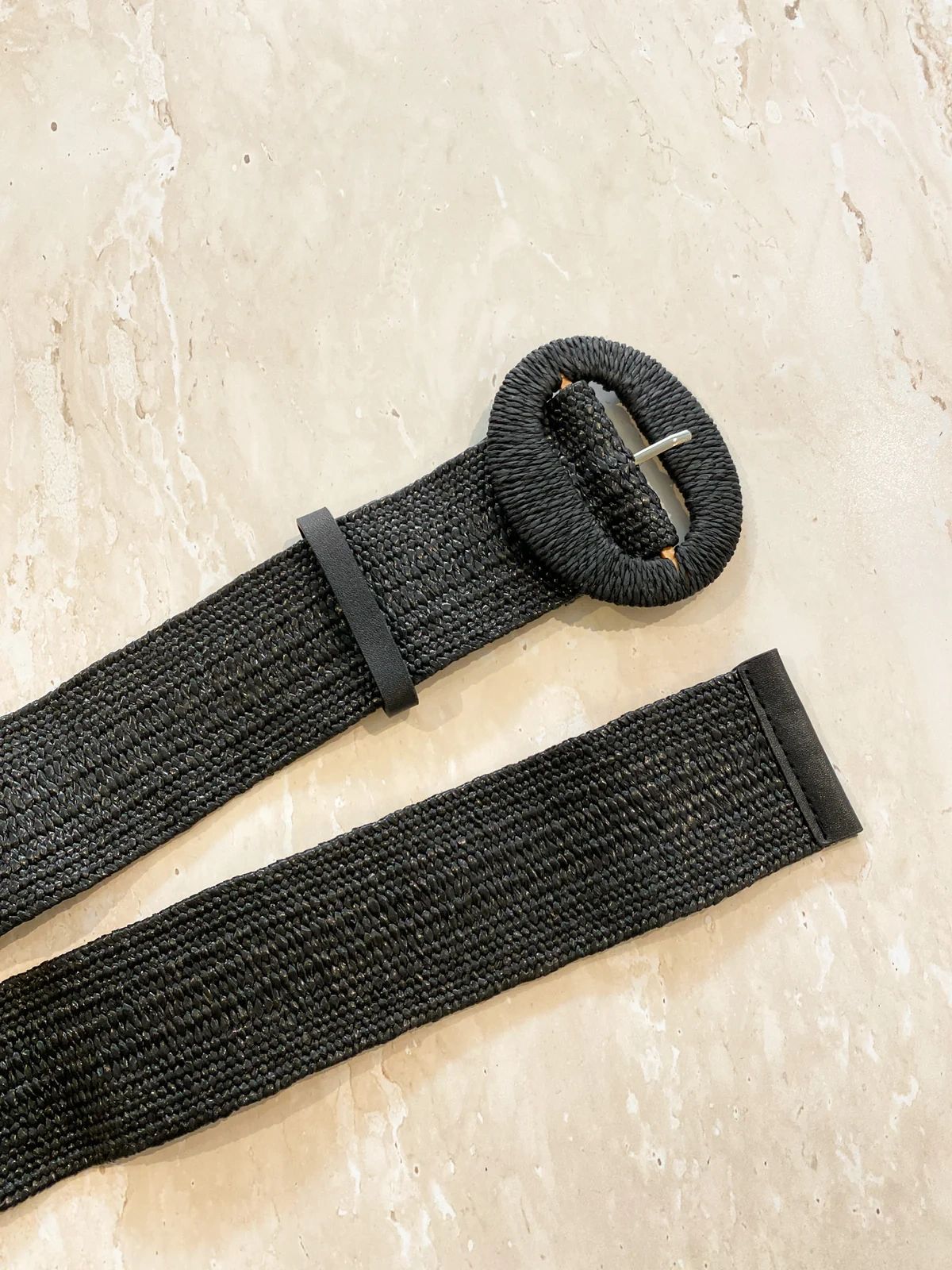 Alora Round Buckle Straw Belt Black Secondary image