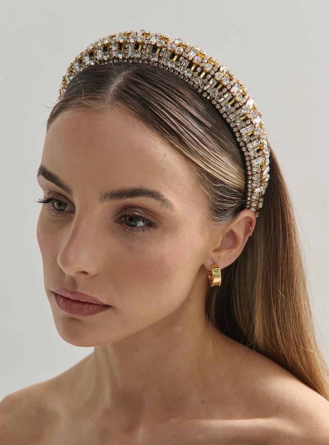 Audie Diamanté Embellished Headband Gold
