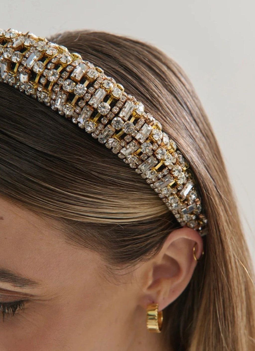 Audie Diamanté Embellished Headband Gold