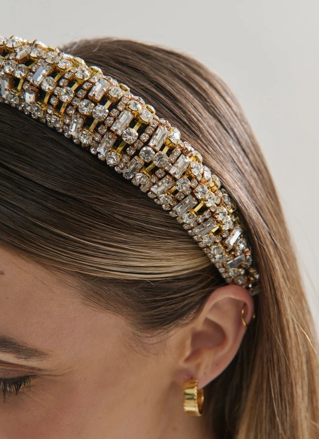Audie Diamanté Embellished Headband Gold