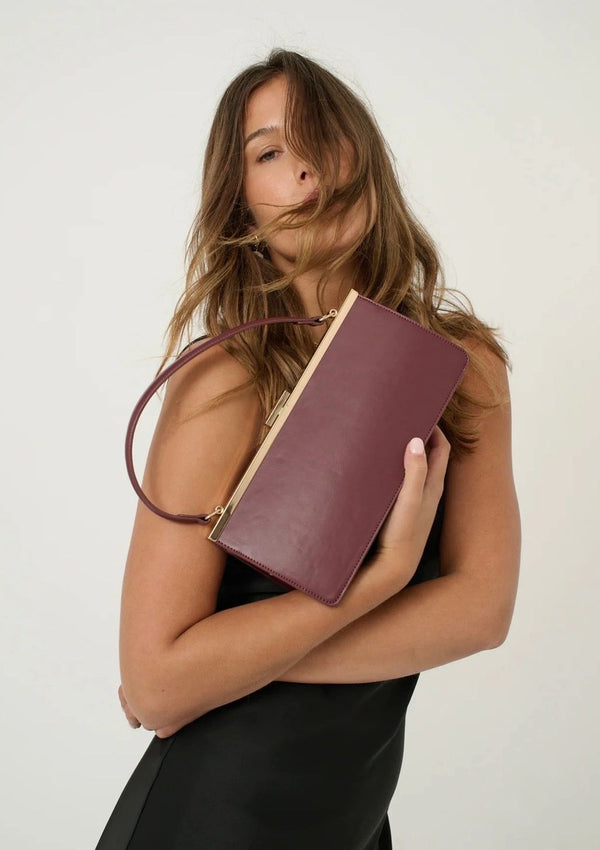 Solene Burgandy Top Handle Handbag