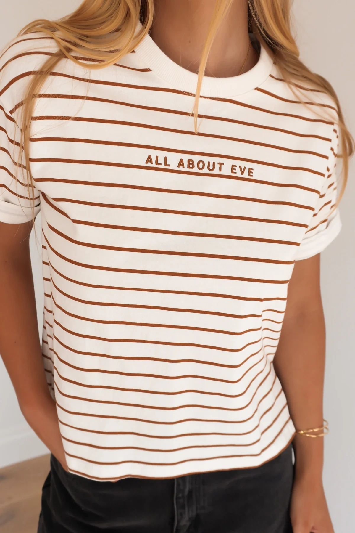 All About Eve Washed Stripe Tee Asst Colours Main image