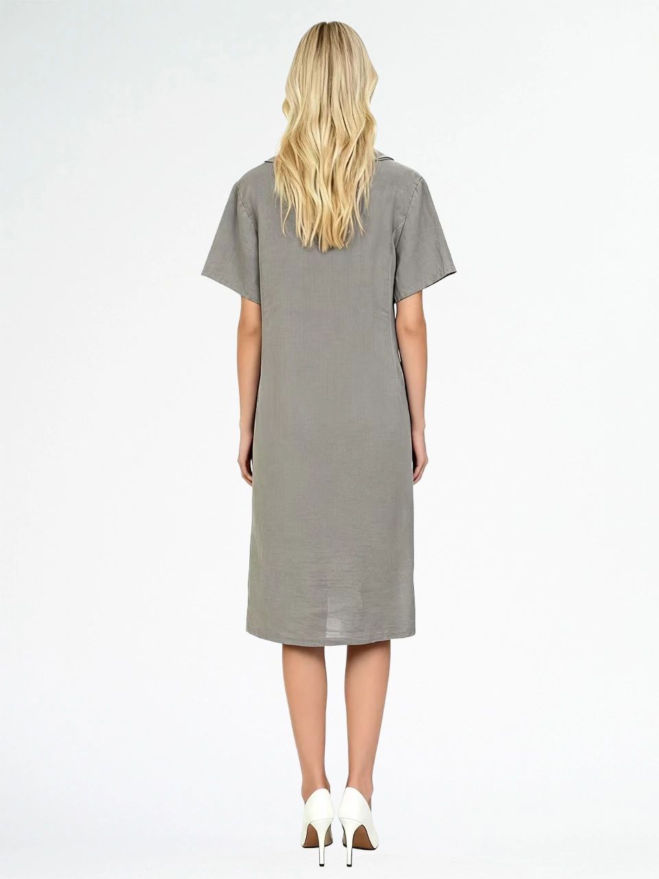 Cowl Neck Linen Dress