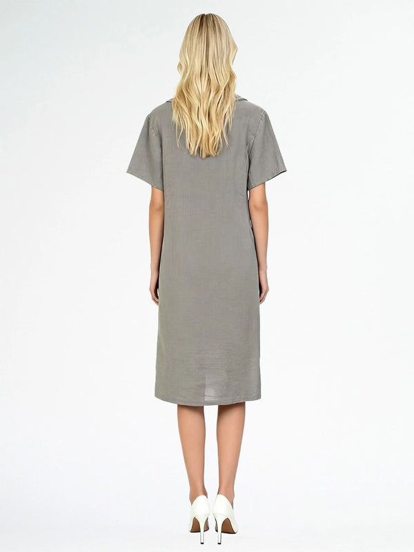 Cowl Neck Linen Dress