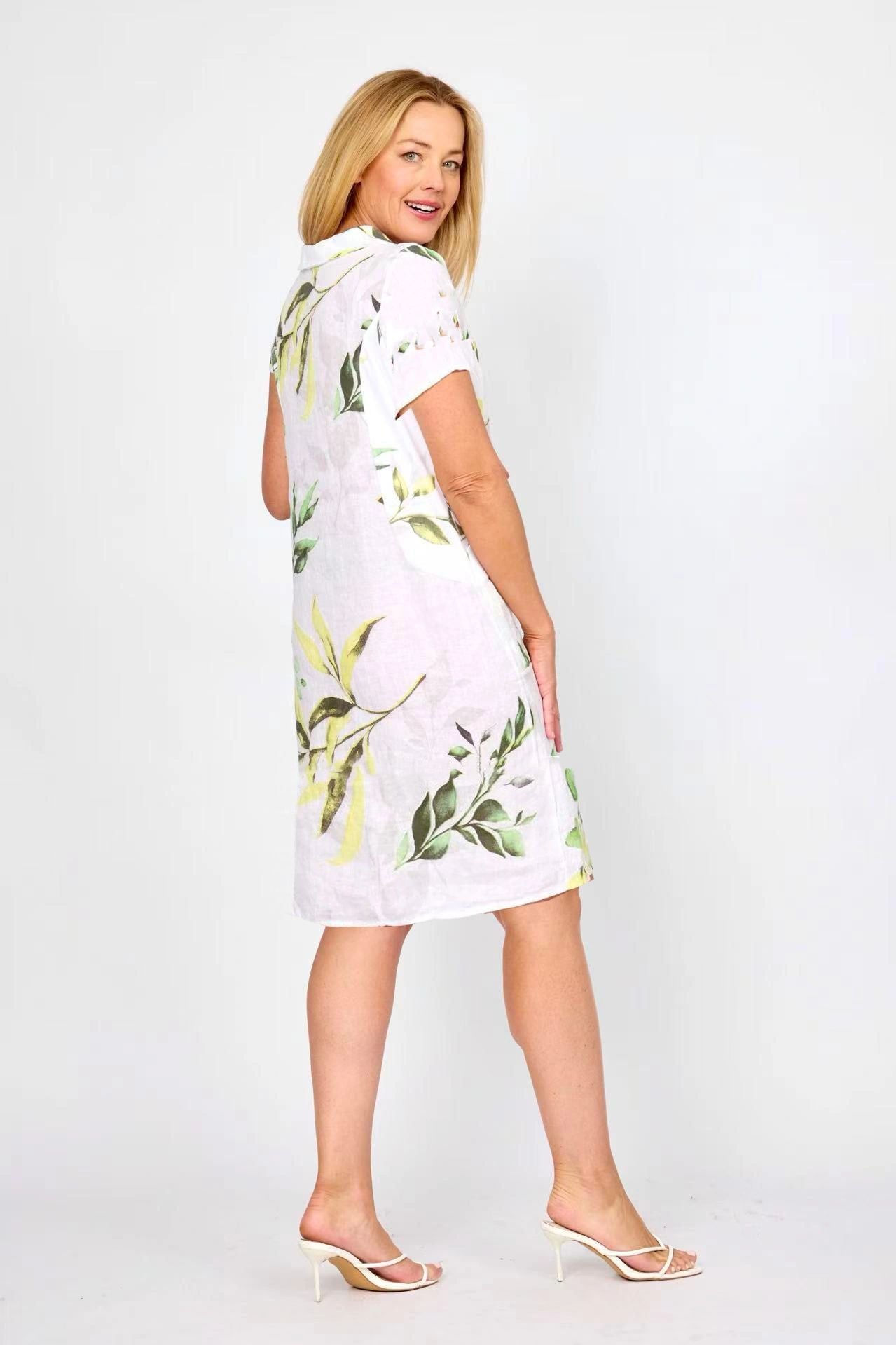 Botanical Linen Dress Secondary image