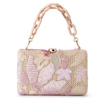 Olga Berg Greta Floral Beaded Clutch Asst Colours