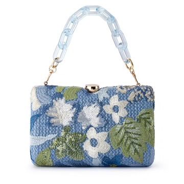 Olga Berg Greta Floral Beaded Clutch Asst Colours