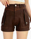 Chocolate Flip Pocket Denim Shorts