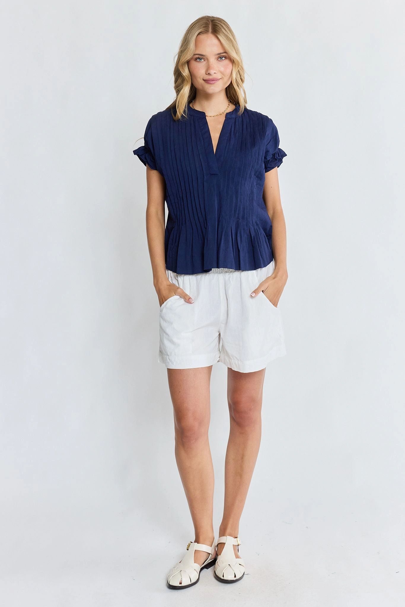 LulaLife Remi Tuck Top Navy Secondary image