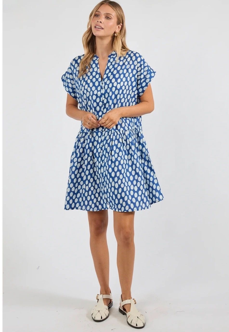 Ibisa Spot On Dress Blue Main image