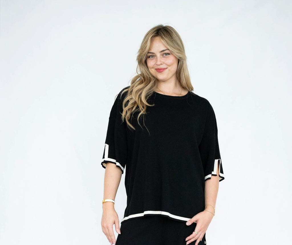 Black and White Knit Top