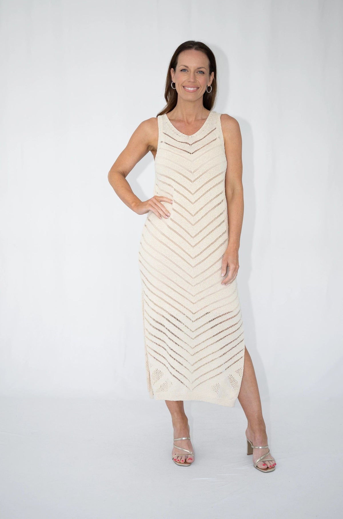 Linen Crochet Knit Dress Main image