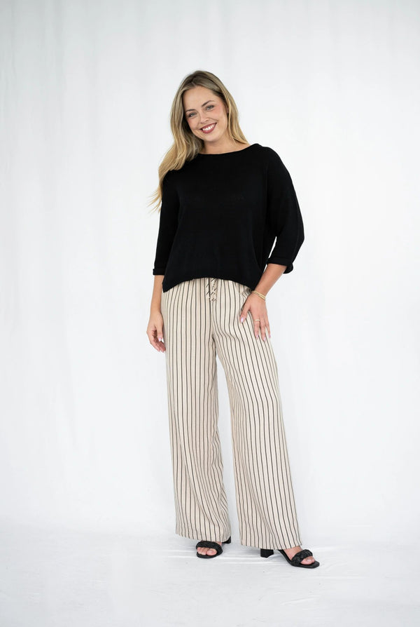 Three Quarter Relaxed Knit Black
