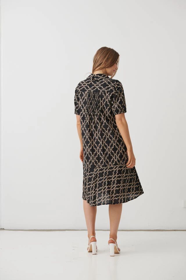 Marrakech Buttoned Shirred Dress