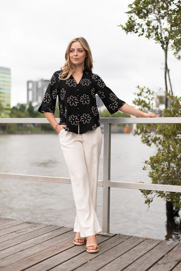 Black Daisy Blouse